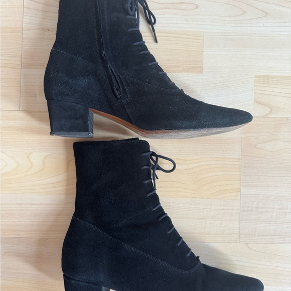 Rouje Black Suede Lace-Up / Zip Boots 41 - Picture 7 of 8